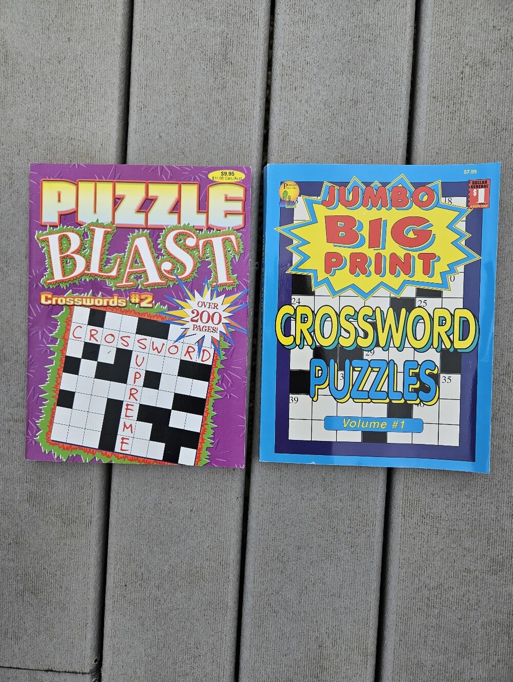 Lot of 2 Crossword Puzzle Books: Kappa Big Print Vol 1 & Puzzle Blast #2 New